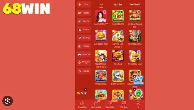 68win Games interface