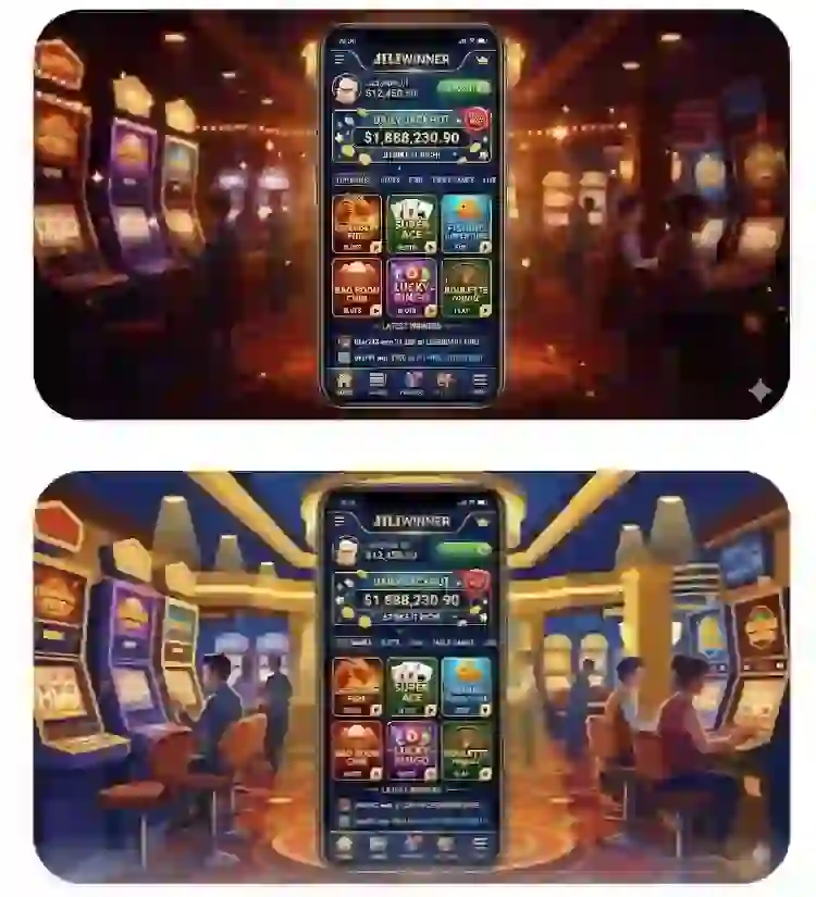 Jiliwinner game main interface with slot and menu visuals