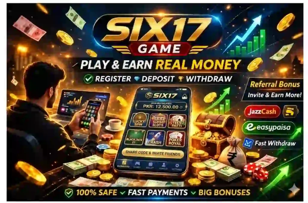 Six17 Game main interface with gameplay and rewards.