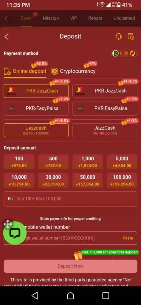 777Tez Deposit and withdraw method