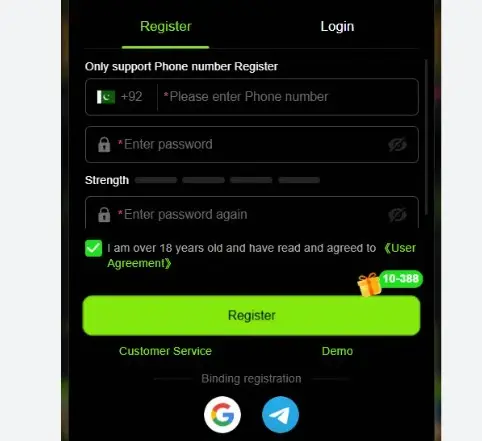 786Fun Sign up process interface