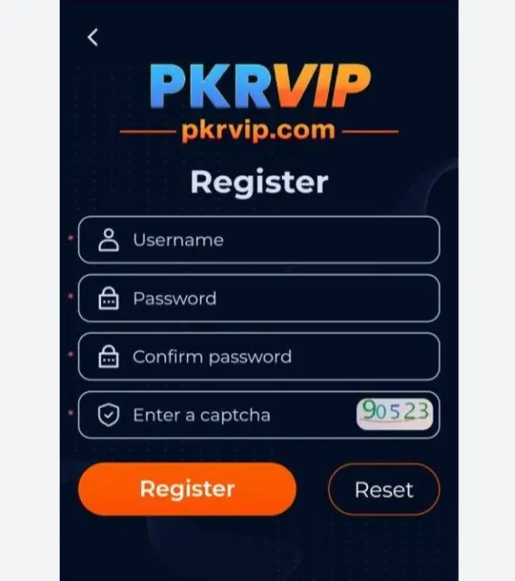 Pkrvip Registration interface 