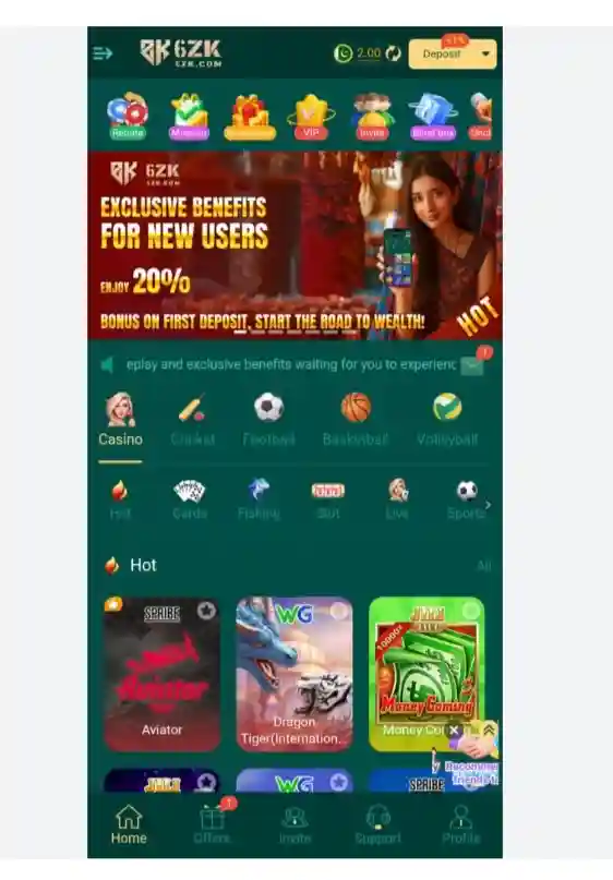 6zk Game interface Screen