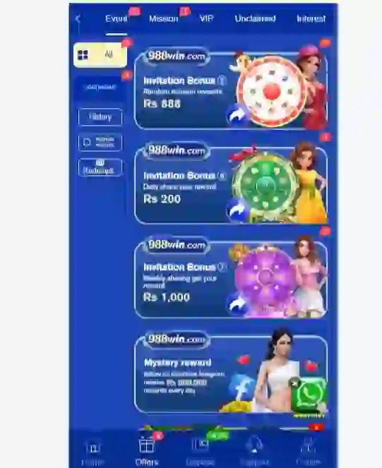 988Win Refer and earn interface