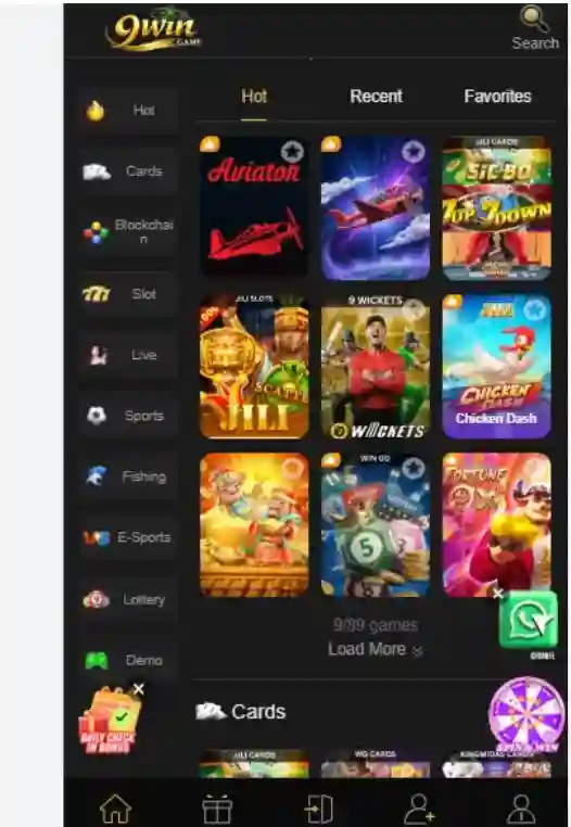 9win Game's interface