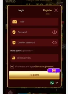 Jc92 game registration Screen